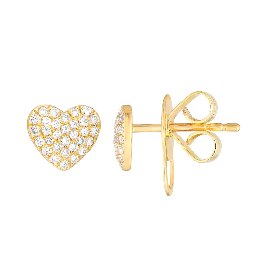 Pavé Diamond Heart Stud Earrings (1/5tcw)
