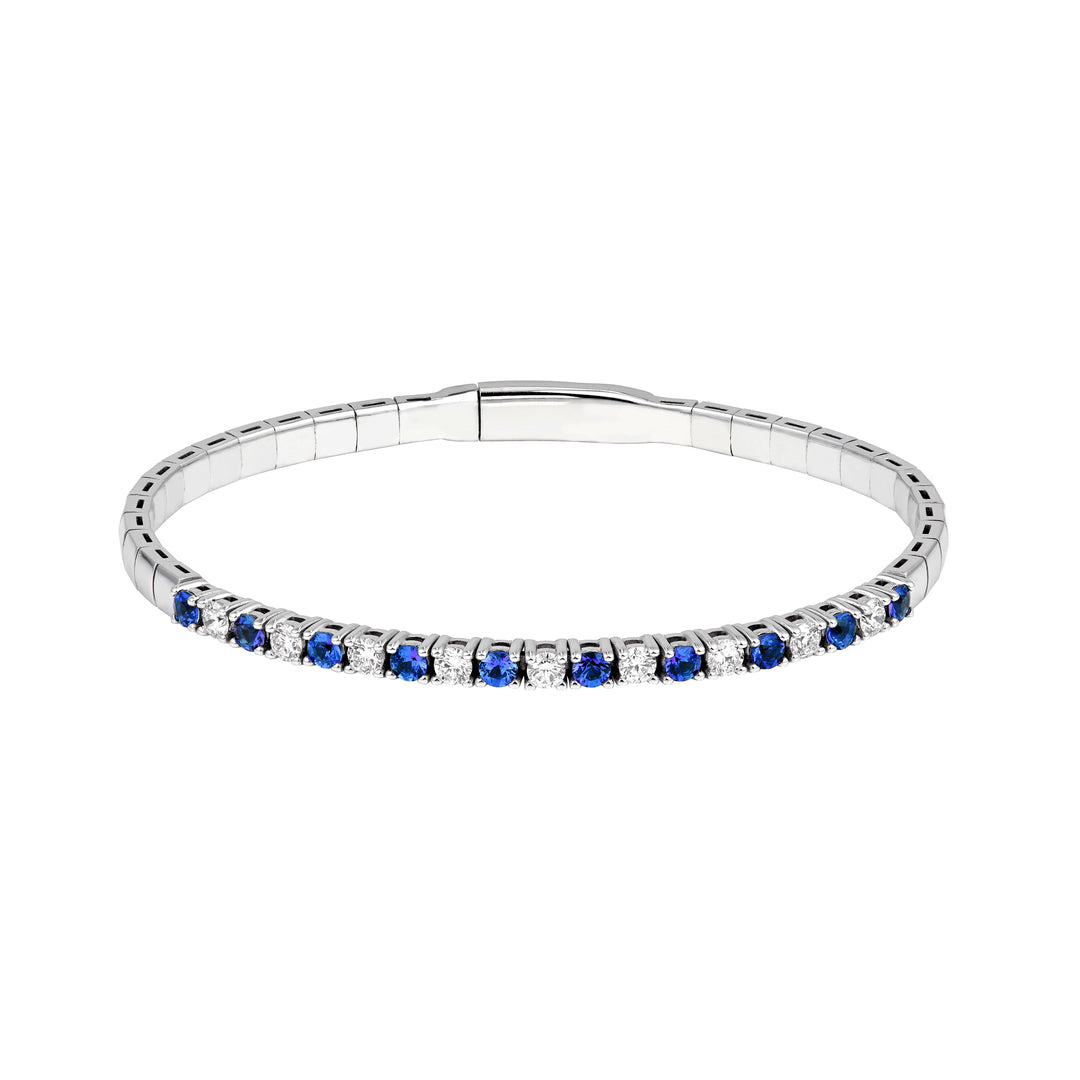 Blue Sapphire & Diamond Flex Tennis Bracelet