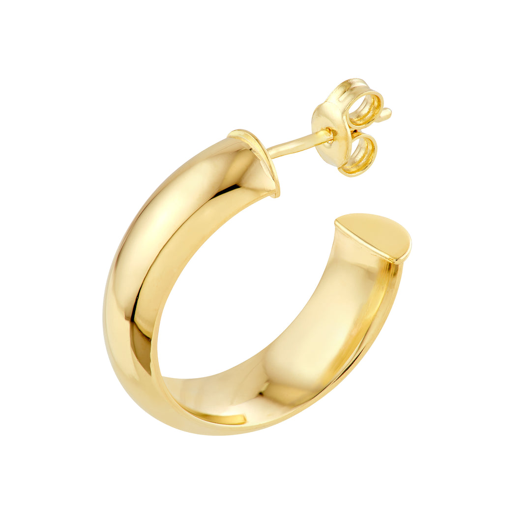 15mm D-Tube Round Hoop Earrings