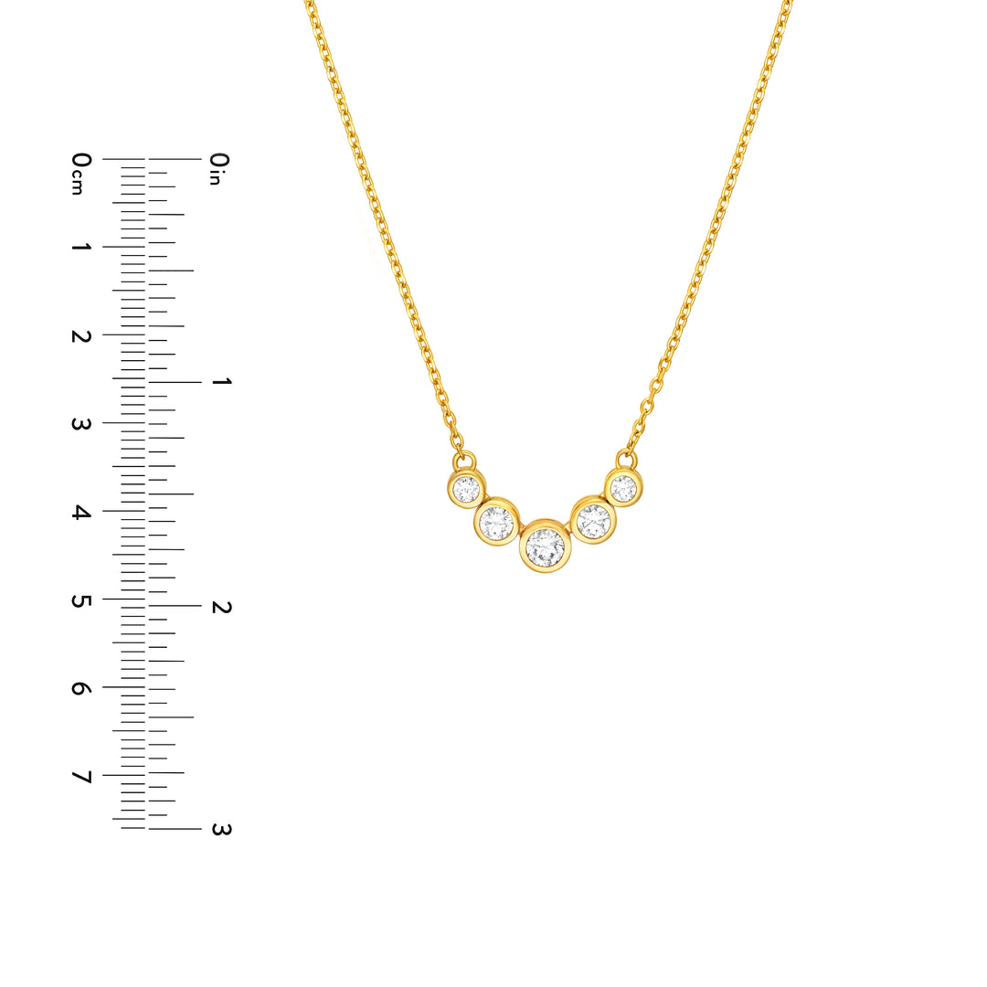 Bezel Set 5 Stone Graduated Diamond Necklace