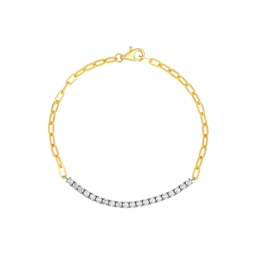 Two Tone 1.0tcw Diamond Paper Clip Bracelet