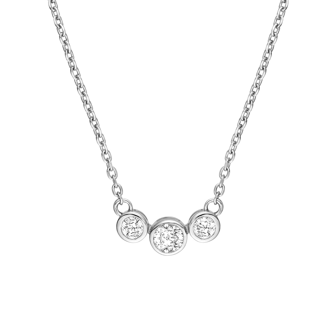 Bezel Set 3 Stone Graduated Necklace