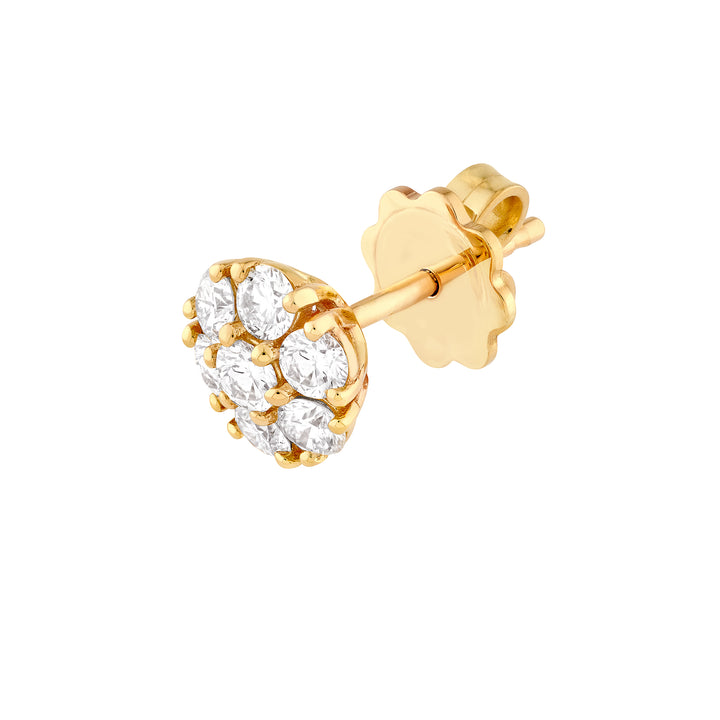 1tcw Diamond Cluster Stud Earrings