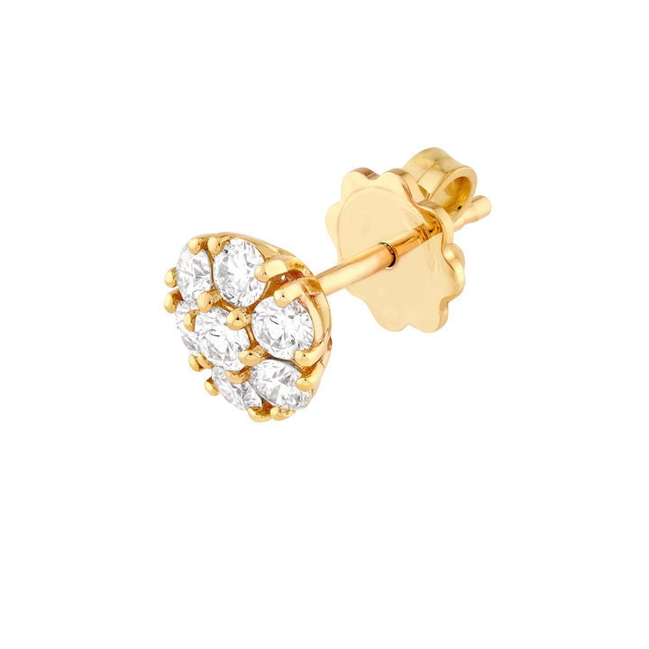 1tcw Diamond Cluster Stud Earrings