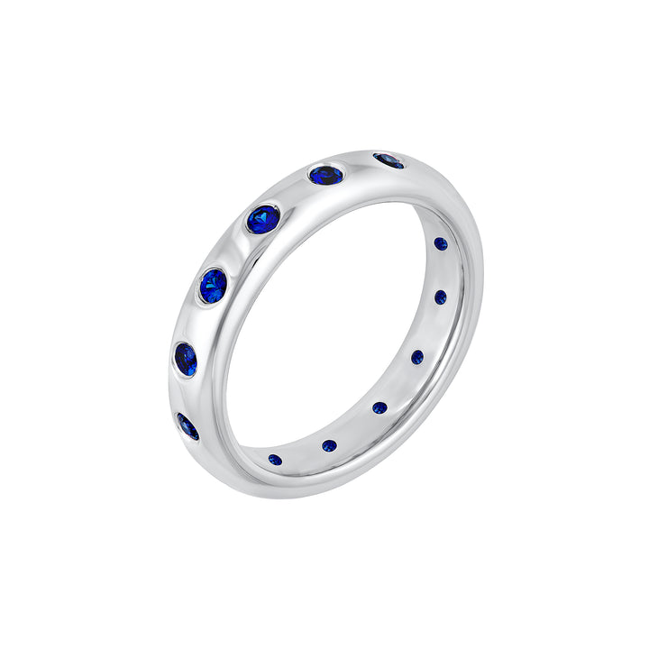 3/4tcw Round Sapphire Straight Band Ring
