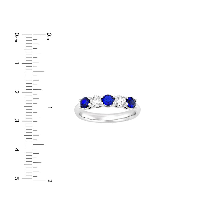 5 Stone Alternating Diamond and Sapphire Ring