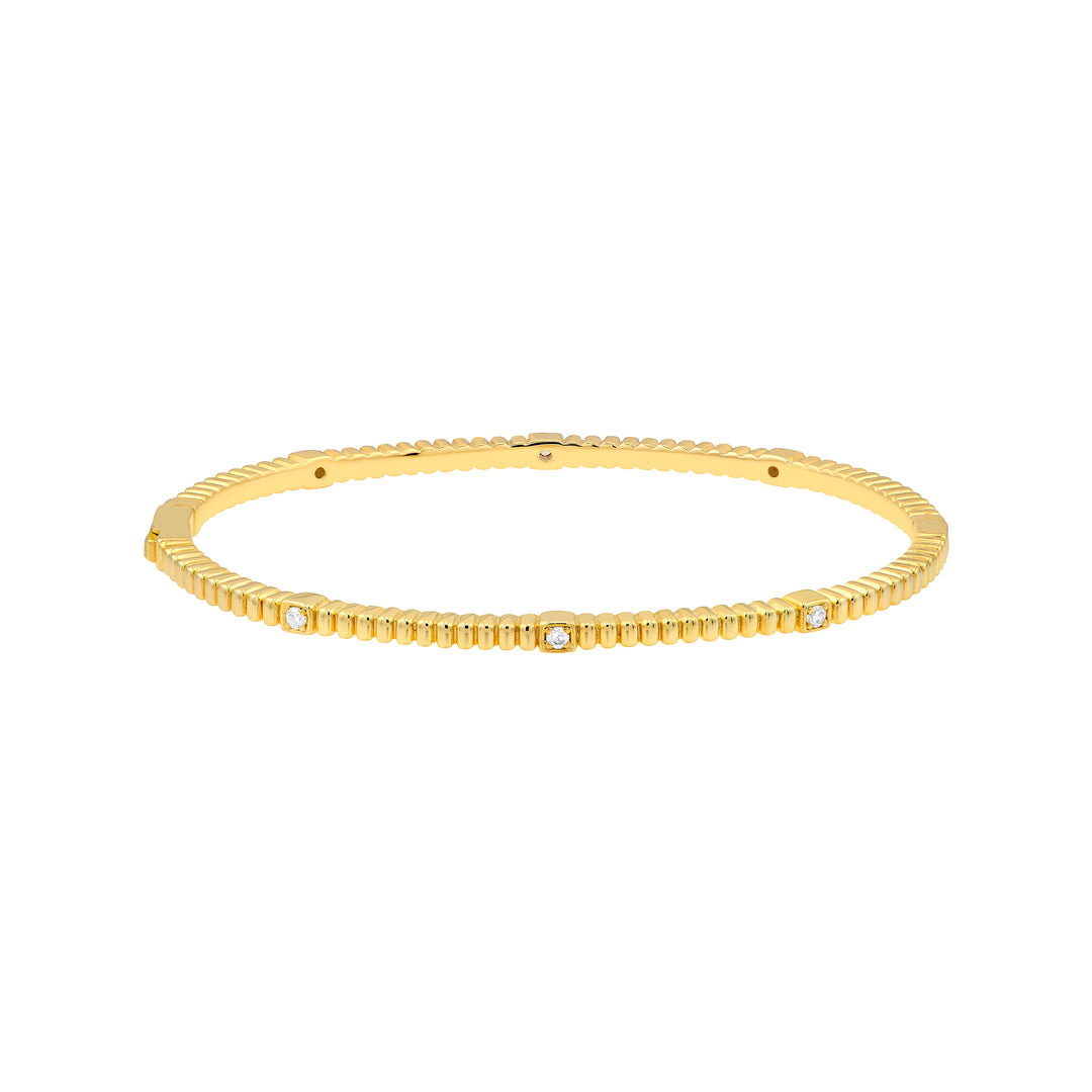 Diamond Fluted Station Bangle Bracelet (1/6tcw)