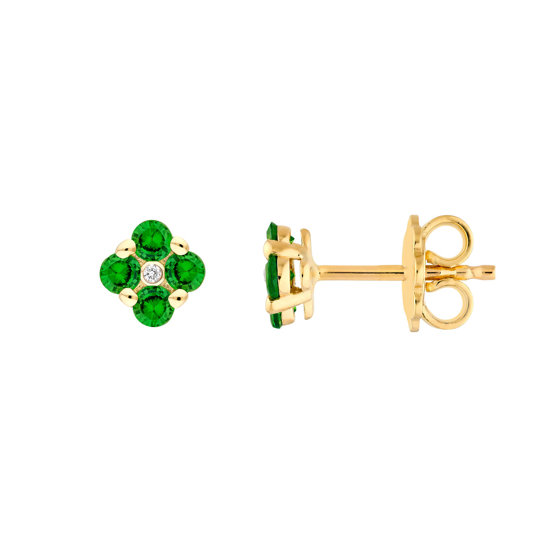 2.5mm Tsavorite Flower Stud Earrings