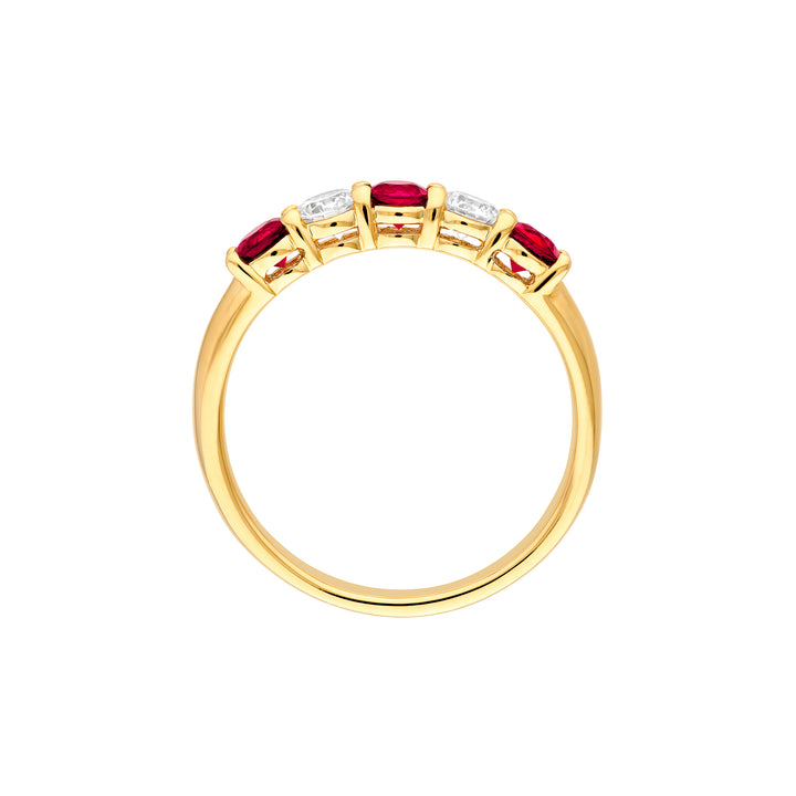3.5mm Round Ruby & Diamond Ring - 5 Stone