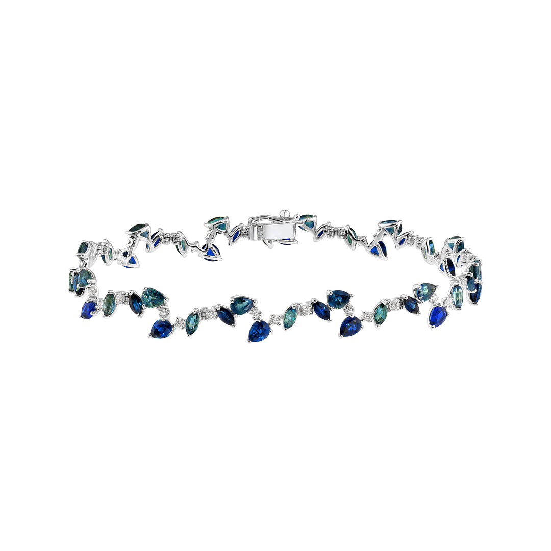 Teal Sapphire and Blue Blossom Bracelet