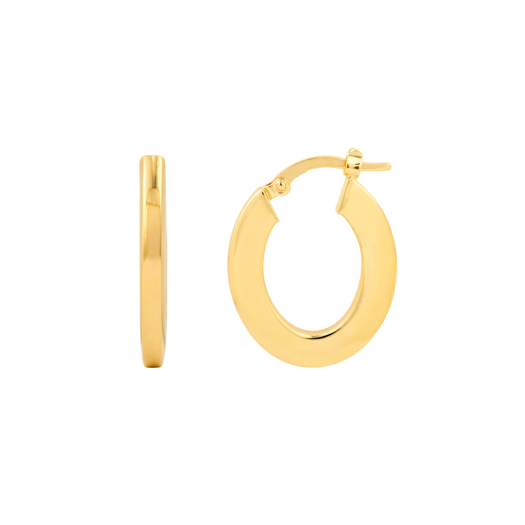 Medium Rectangular Tube Oval Shape Hoop Earrings