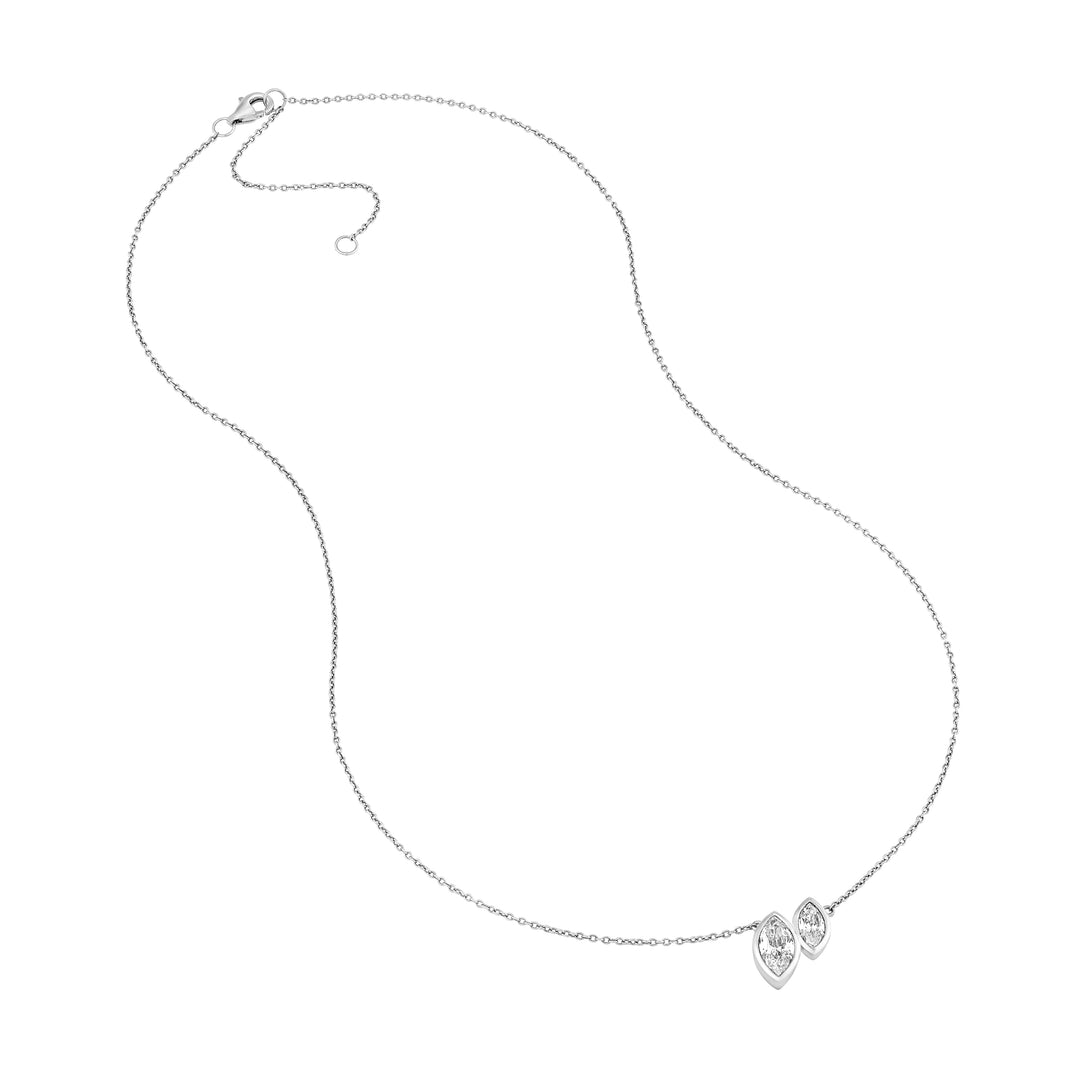 1-1/6tcw Toi et Moi Marquise Diamond Necklace