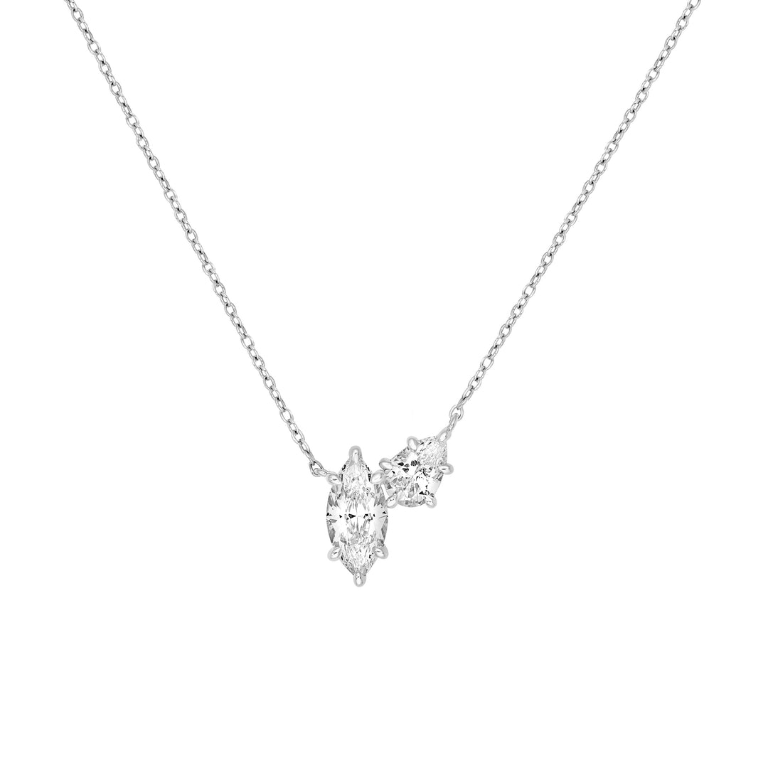 2tcw Marquise & Round Diamond Station Necklace