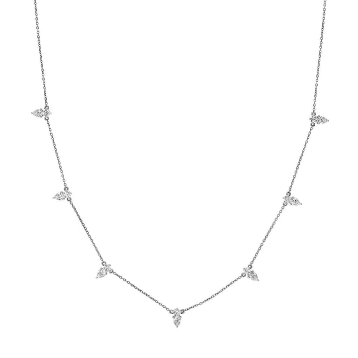2tcw Pear & Round Diamond Station Necklace