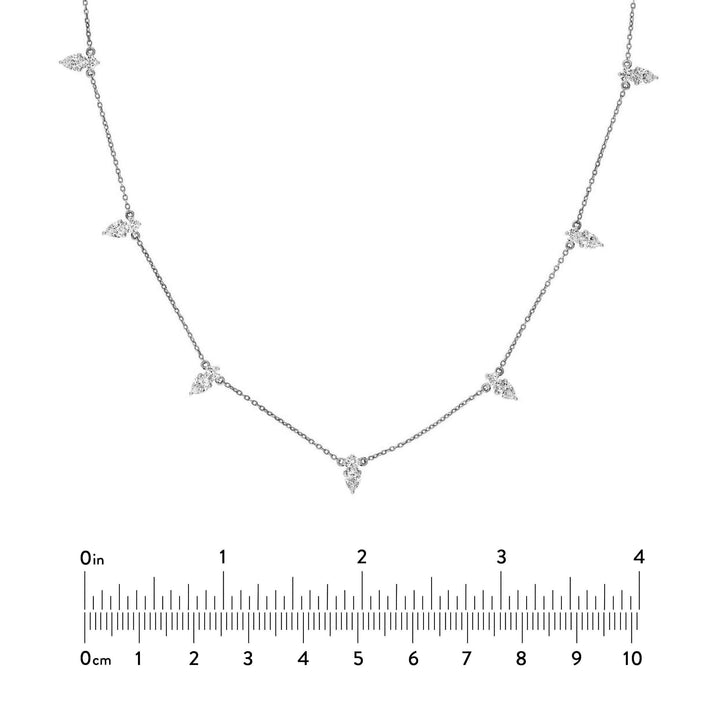 2tcw Pear & Round Diamond Station Necklace