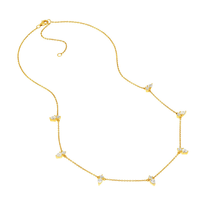 2tcw Pear & Round Diamond Station Necklace