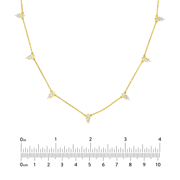 2tcw Pear & Round Diamond Station Necklace