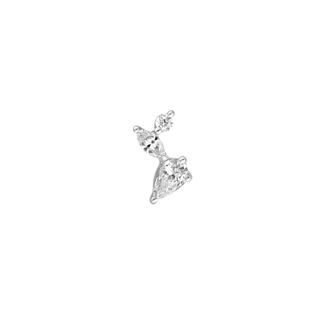 3/4tcw Pear Marquise & Round Diamond Cluster Stud Earrings