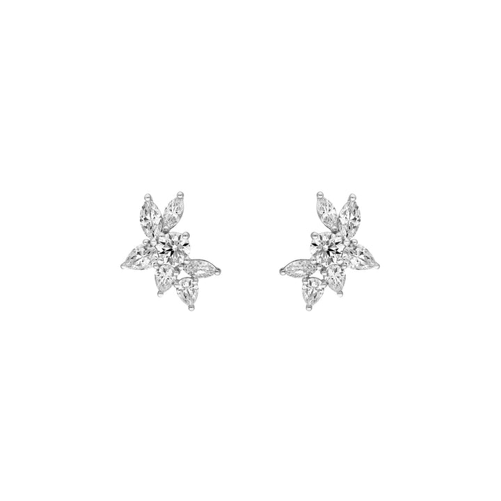 2-3/4tcw Round Pear & Marquise Diamond Cluster Stud Earrings