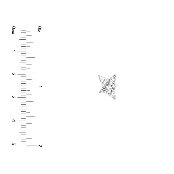 1-1/2tcw Pear Marquise & Round Diamond Stud Earrings