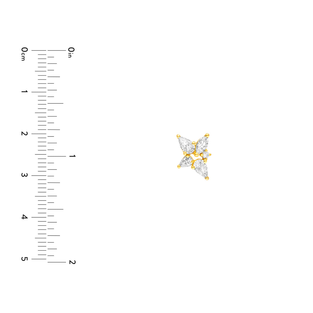 1-1/2tcw Pear Marquise & Round Diamond Stud Earrings