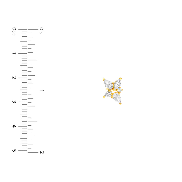 1-1/2tcw Pear Marquise & Round Diamond Stud Earrings