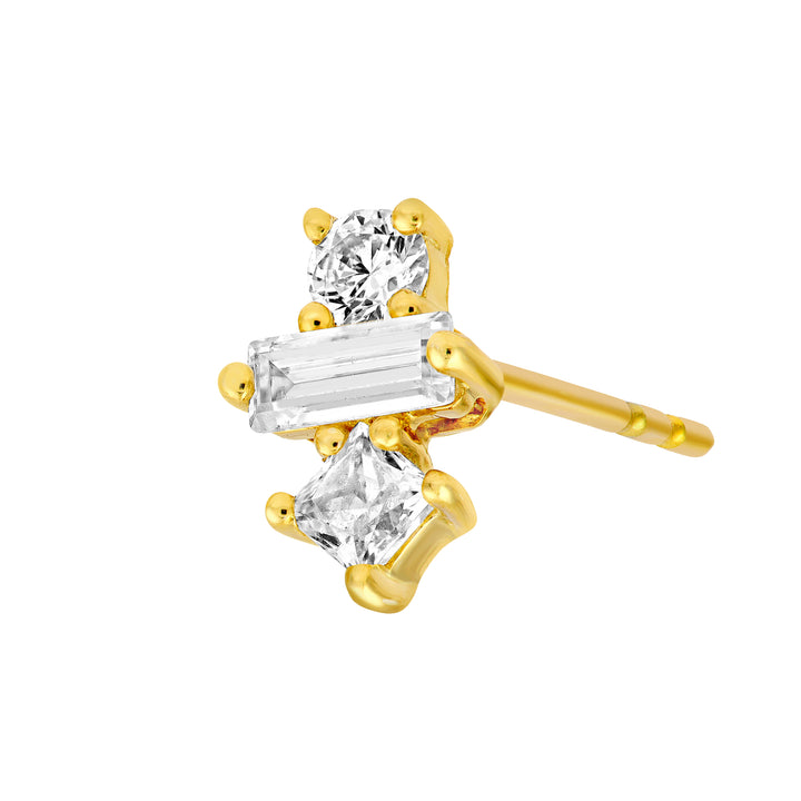 5/8tcw Square Baguette Princess & Round Diamond Studs