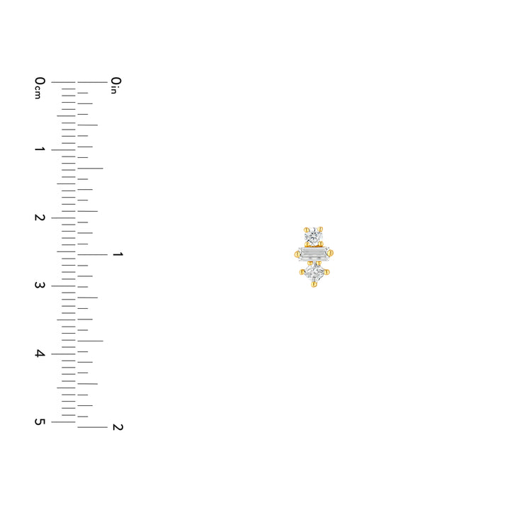 5/8tcw Square Baguette Princess & Round Diamond Studs