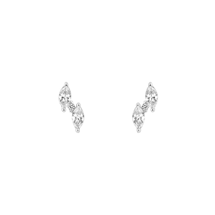 5/8tcw Marquise & Round Staggered Diamond Earrings