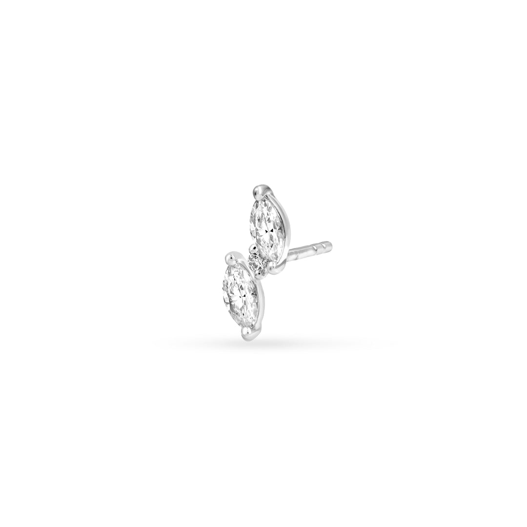 5/8tcw Marquise & Round Staggered Diamond Earrings