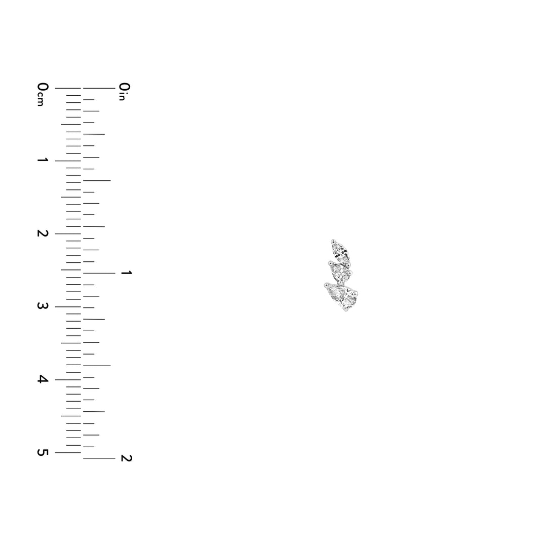 7/8tcw Pear Marquise and Round Diamond Stud Earrings