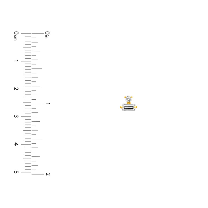 5/8tcw Square Baguette & Round Diamond Earrings