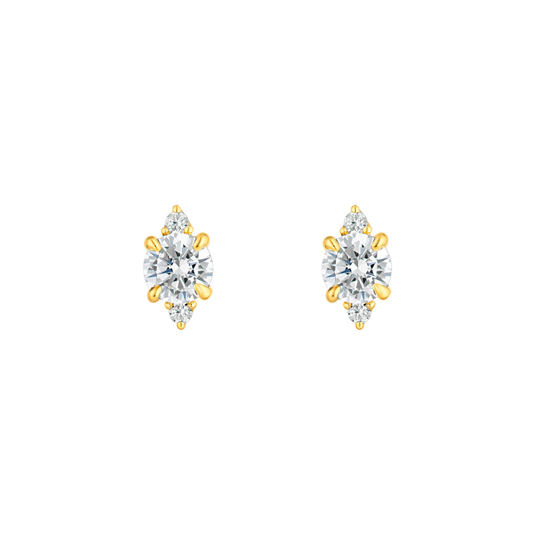 7/8tcw Three Stone Round Diamond Earrings