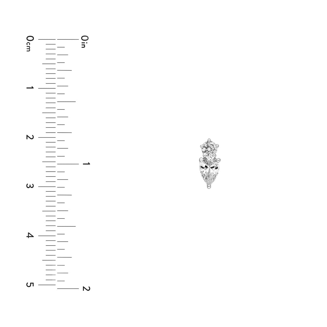 1-1/5tcw Round & Pear Diamond Stud Earrings