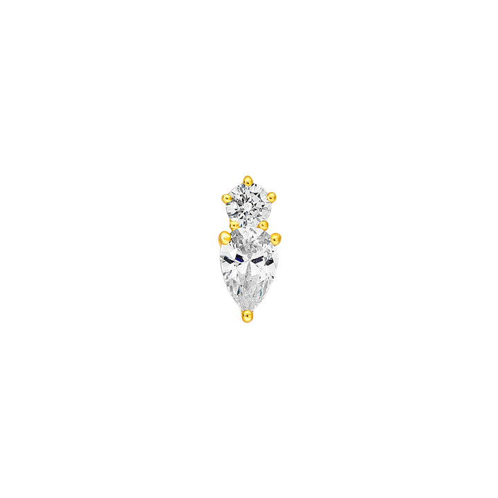 1-1/5tcw Round & Pear Diamond Stud Earrings