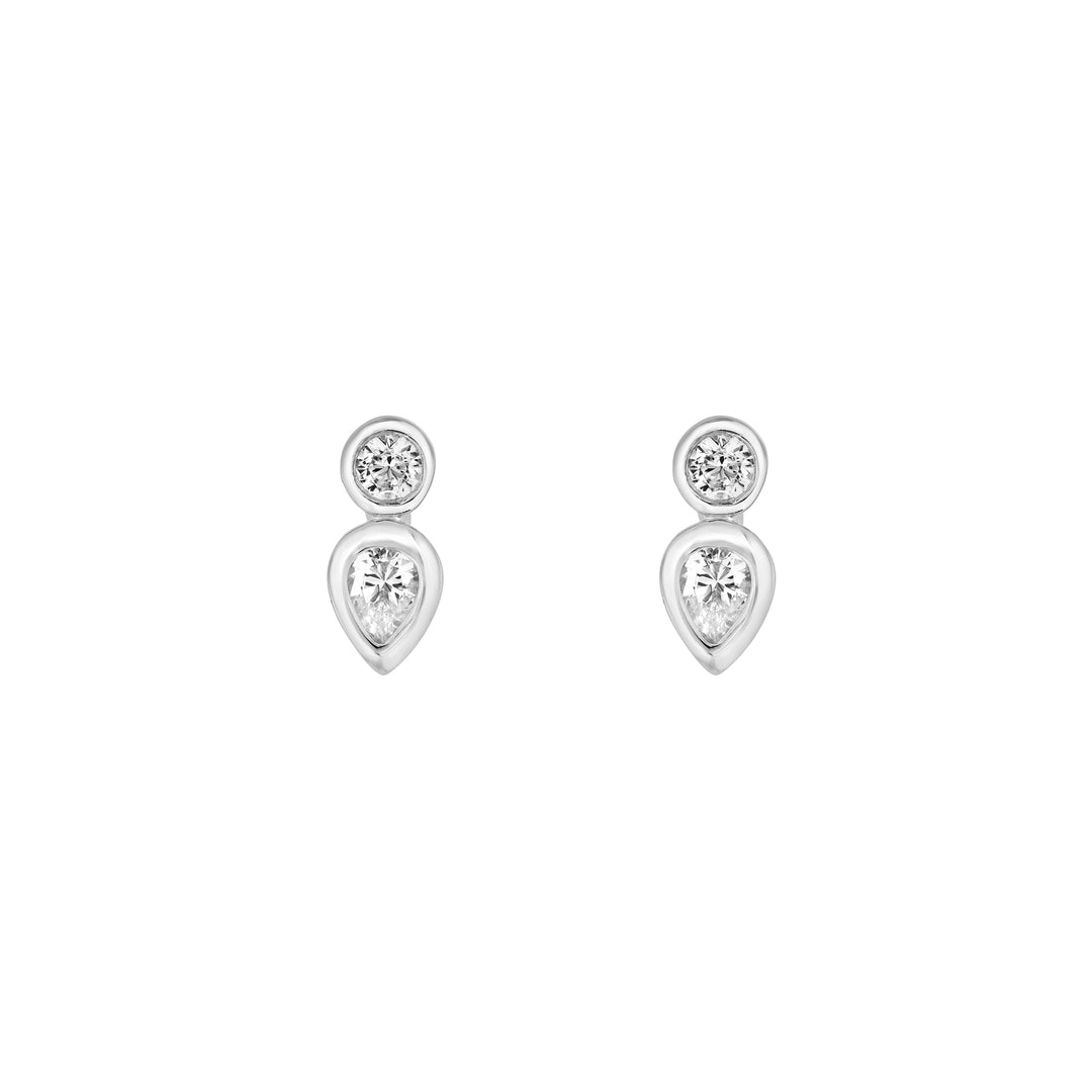 1/4tcw Round & Pear Diamond Bezel Set Earrings