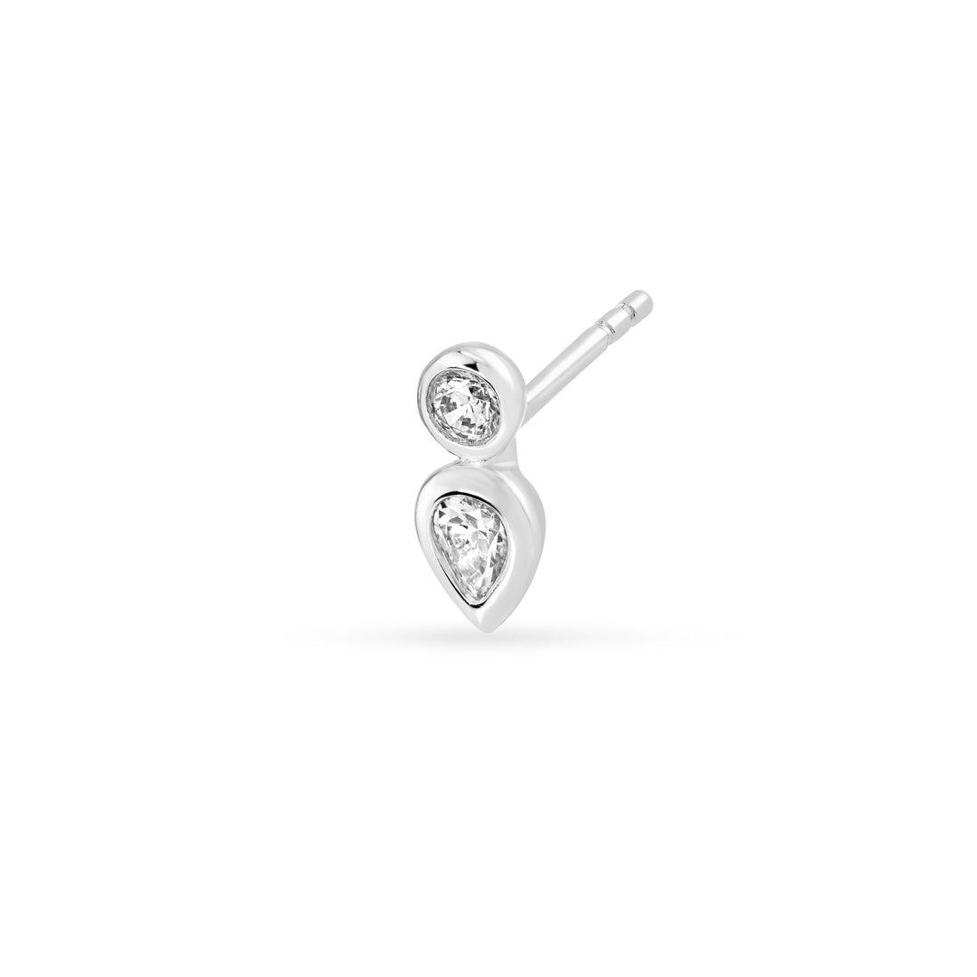 1/4tcw Round & Pear Diamond Bezel Set Earrings