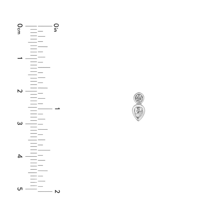 1/4tcw Round & Pear Diamond Bezel Set Earrings