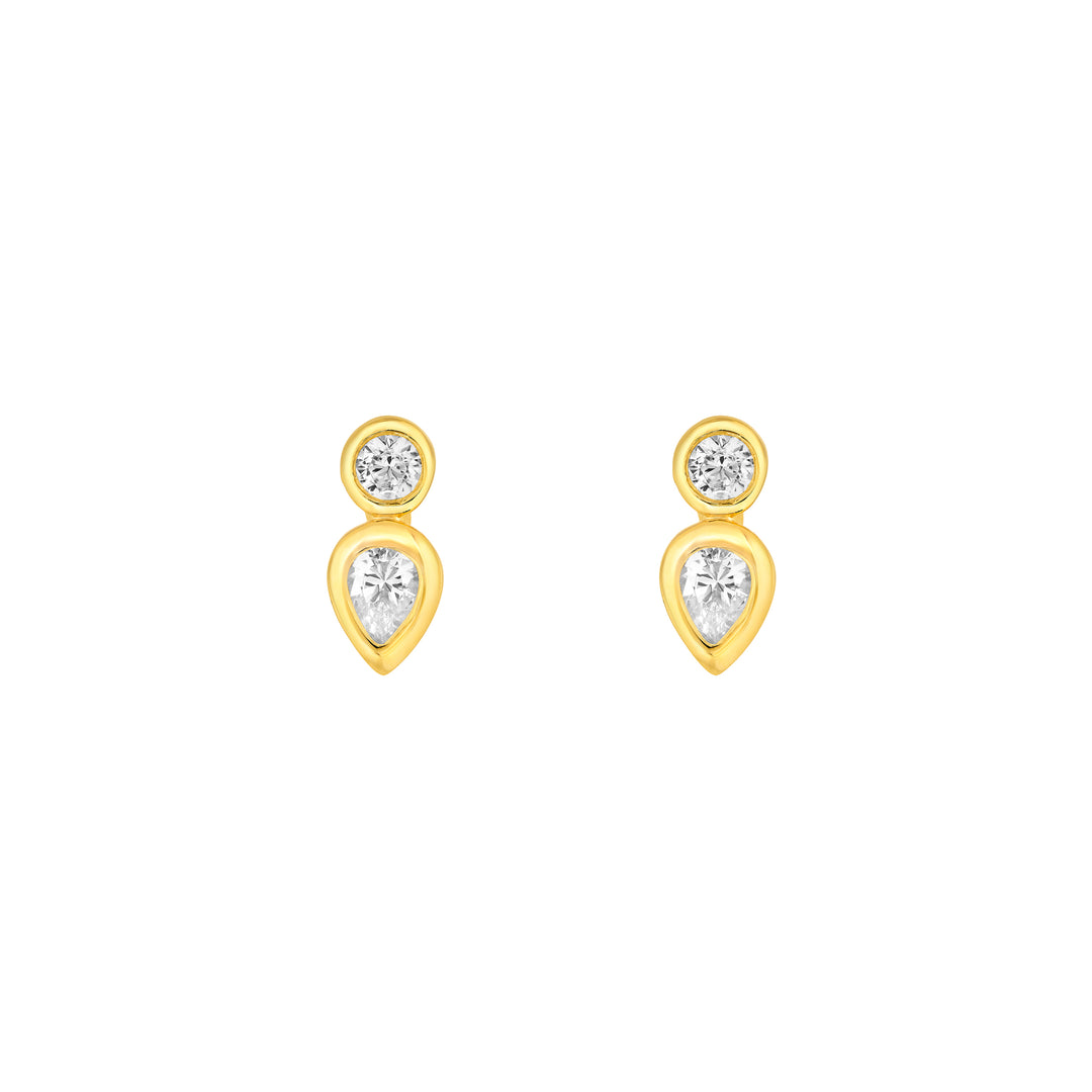 1/4tcw Round & Pear Diamond Bezel Set Earrings