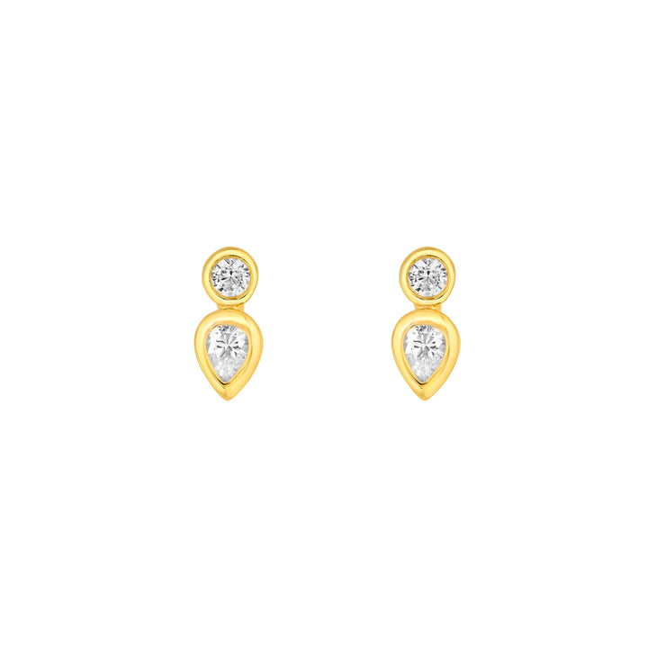 1/4tcw Round & Pear Diamond Bezel Set Earrings