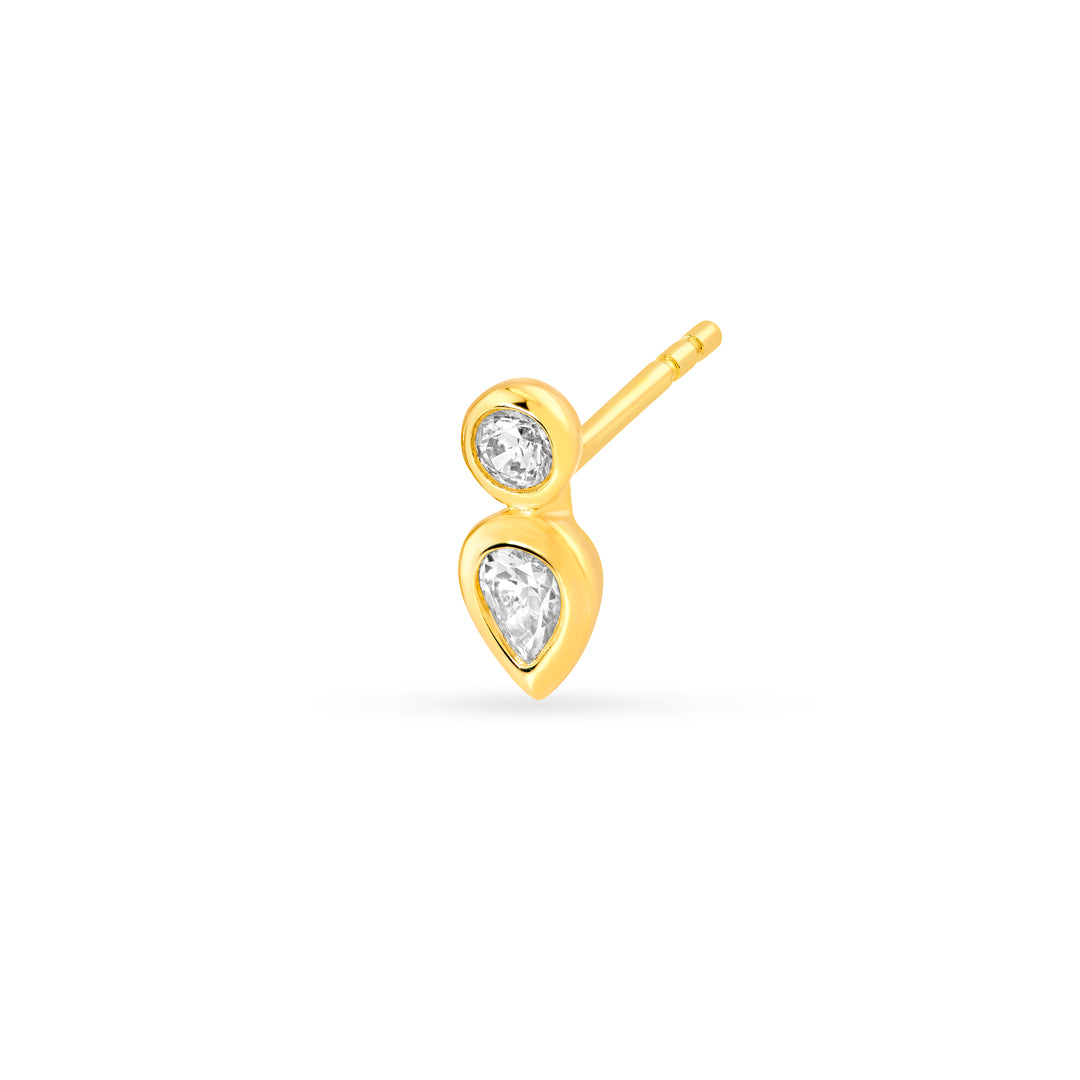 1/4tcw Round & Pear Diamond Bezel Set Earrings