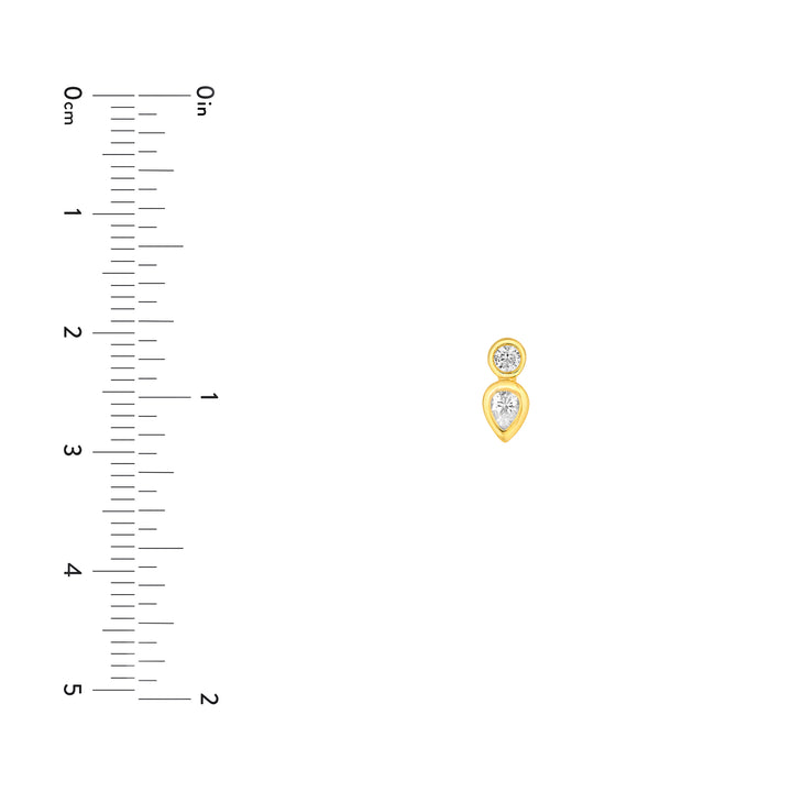 1/4tcw Round & Pear Diamond Bezel Set Earrings