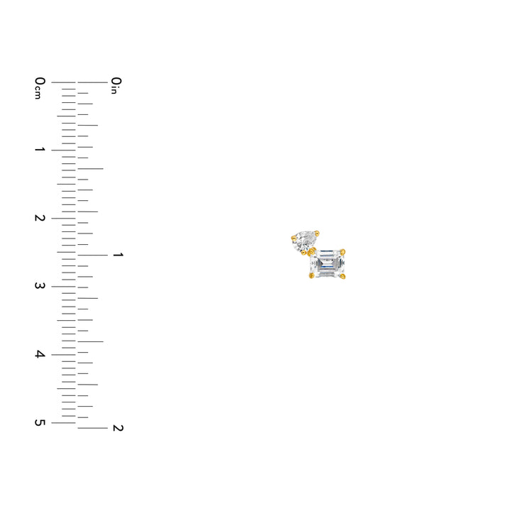 1tcw Emerald & Pear Diamond Stud Earrings
