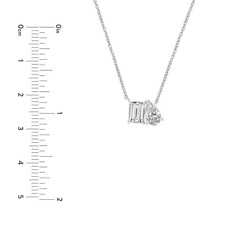 1-1/4tcw Toi et Moi Emerald & Pear Diamond Necklace