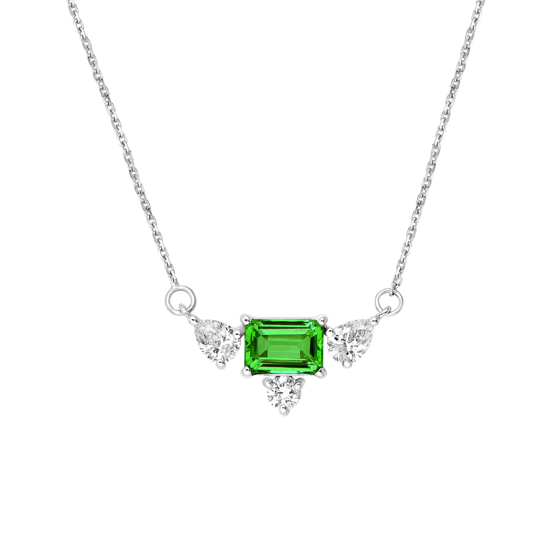 1-1/4tcw Emerald Tsavorite & Mixed Shape Diamond Necklace