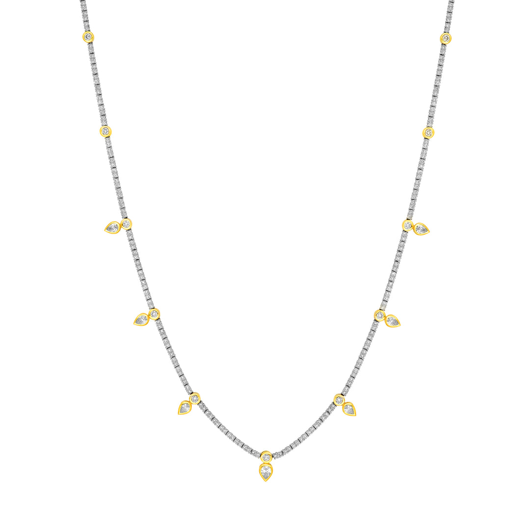 Pear Drop Station Diamond Tennis Necklace