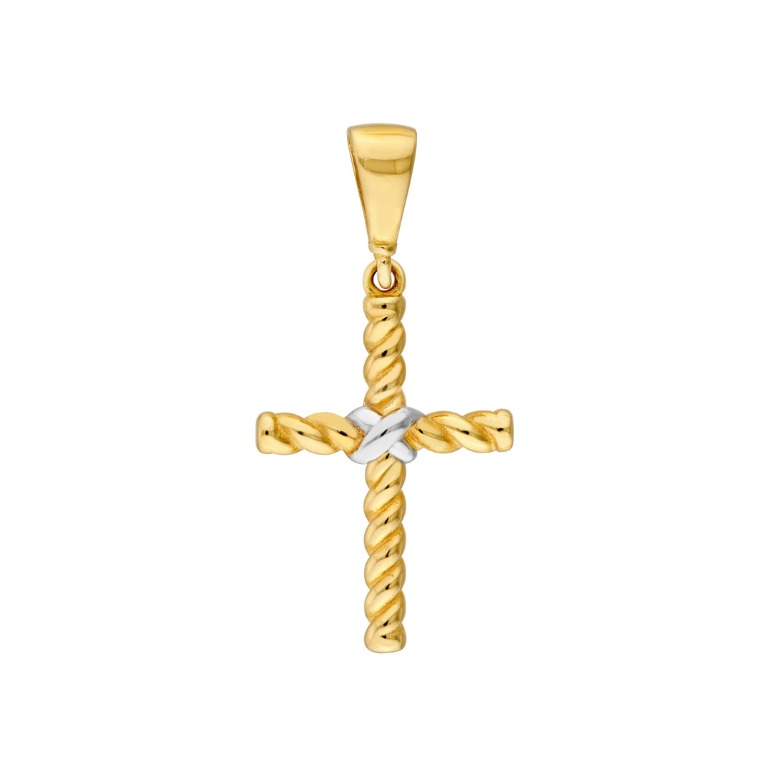 Two-Tone Rope Twist Cross Pendant