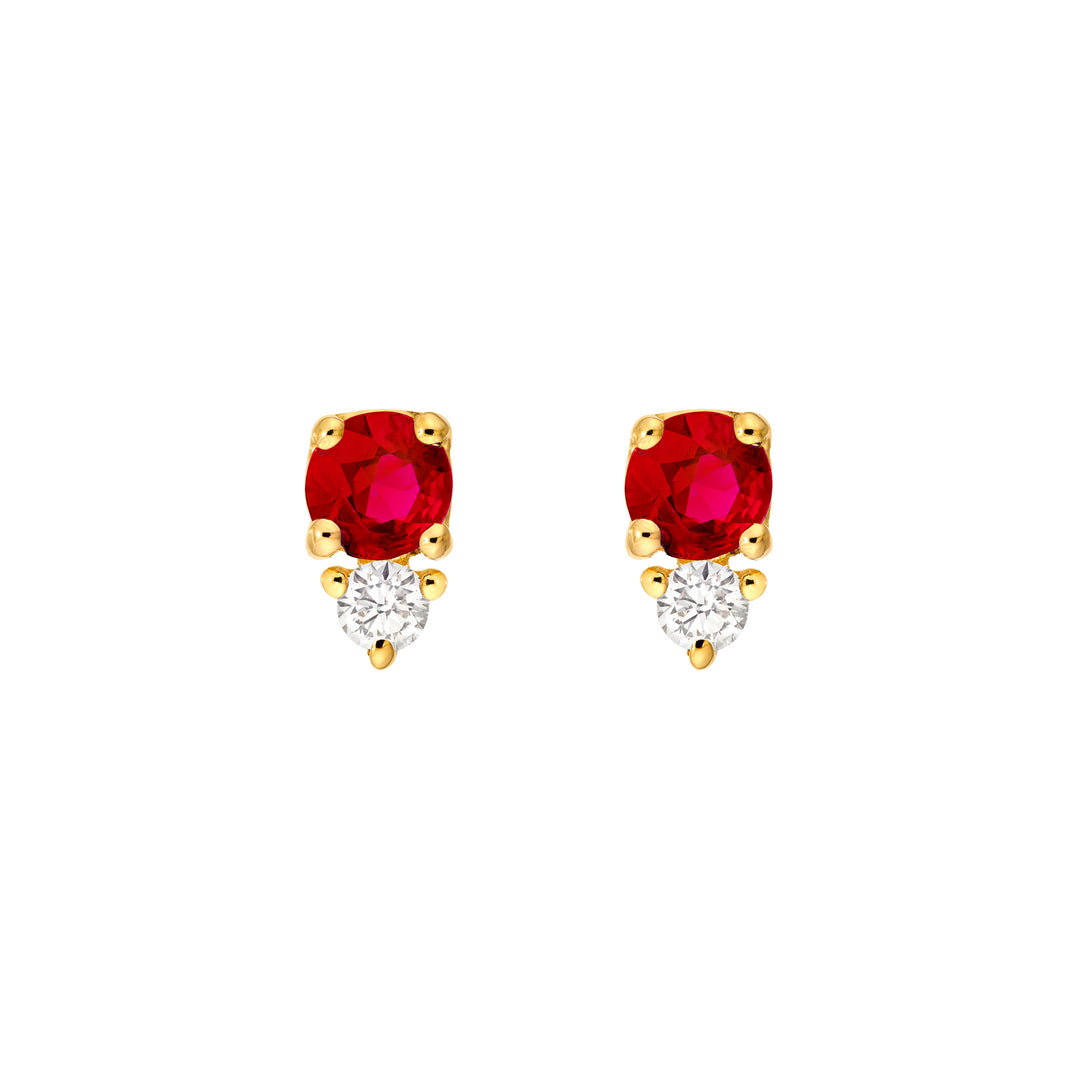 1/3tcw Ruby & Diamond Stud Earrings