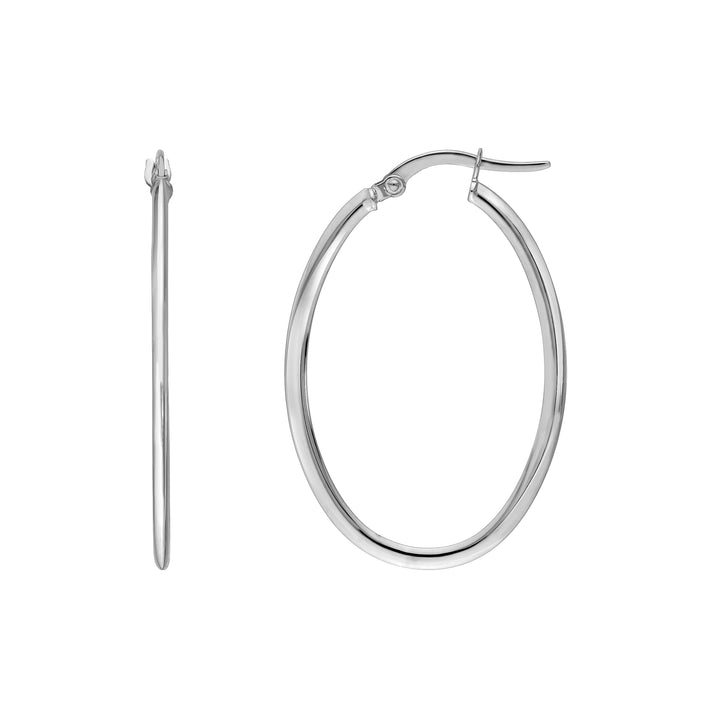 30x20mm Knife Edge Tube Oval Hoop Earrings