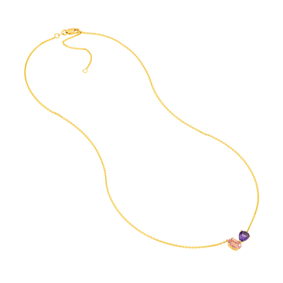 Toi et Moi Necklace (Pink Morganite & Amethyst)